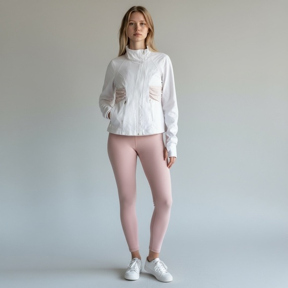 Zella Activewear Jacket Athleisure Streetwear Yoga Hiking Gym Top White Pink M - Picture 4 of 10